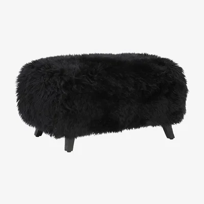 Barker and Stonehouse Timothy Oulton Cabana Yeti Footstool, Black | Barker & Stonehouse