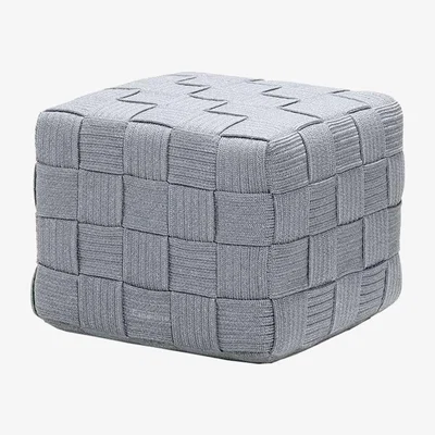 Barker and Stonehouse Cane-line Cube Footstool, Light Grey | Barker & Stonehouse