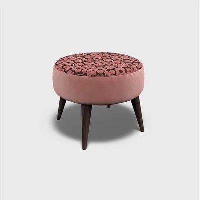 Barker and Stonehouse Orla Kiely Roundwood Footstool, Pink Fabric | Barker & Stonehouse