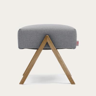 Bombinate.com Stone Grey Retrostar Footstool Wool Line - Oak Frame