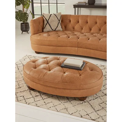 Cox and Cox NEW Knightsbridge Leather Ottoman