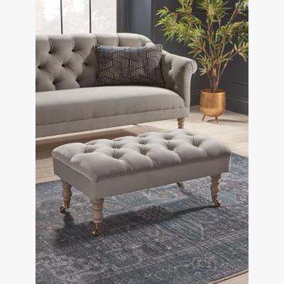 Cox and Cox Domme Ottoman – Dove Velvet
