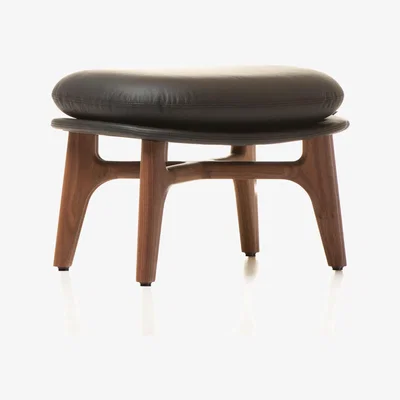 The Conran Shop 751O Solo Ottoman in Danish Oiled Walnut & Leather