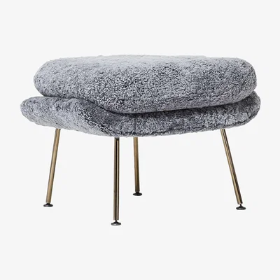 The Conran Shop Limited Edition Womb Ottoman in Scandinavian Grey & Black Chrome