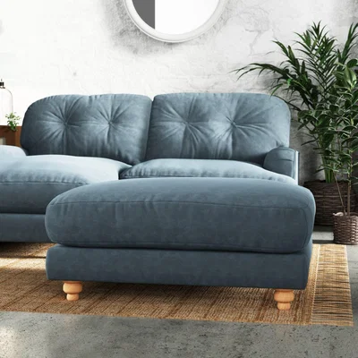 Dunelm Martha Vintage Chenille Footstool Vintage Chenille Aqua