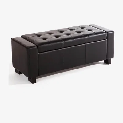 Dunelm Verona Brown Faux Leather Ottoman Brown