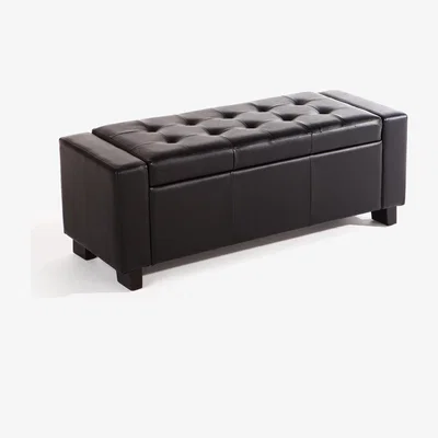 Dunelm Verona Black Faux Leather Ottoman Black
