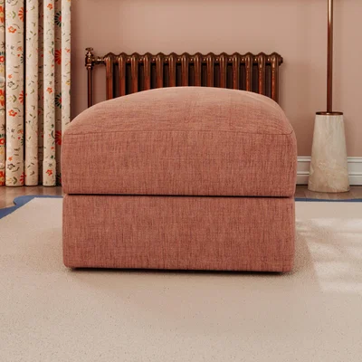 Dunelm Hattie Slub Faux Linen Storage Footstool Slub Faux Linen Clay