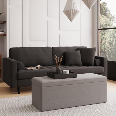 Dunelm Oswald Faux Wool Ottoman Bench Grey