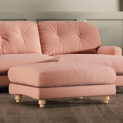 Dunelm Martha Vintage Velvet Footstool Vintage Velvet Soft Coral