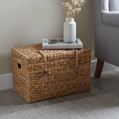 Dunelm Small Water Hyacinth Storage Basket Trunk Natural