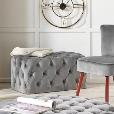 Dunelm Seraphina Velvet Buttoned Ottoman Dove (Grey)