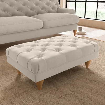 Dunelm Warwick Luxury Velvet Footstool Luxury Velvet Natural