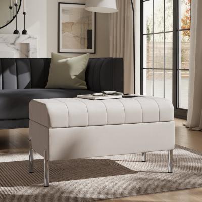 Dunelm Quilted Velvet Storage Footstool Steeple Grey