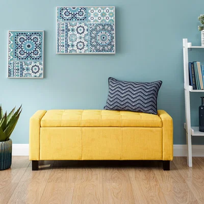 Dunelm Verona Upholstered Ottoman Bench Mustard Yellow
