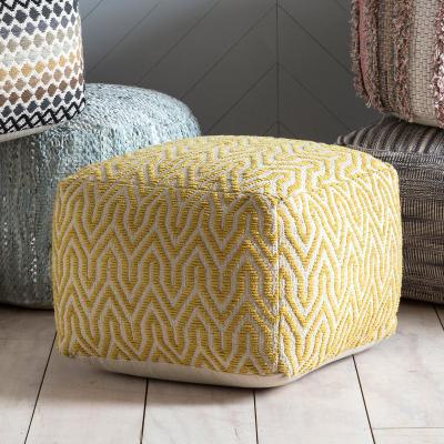 Dunelm Stromstad Pouffe Yellow/White