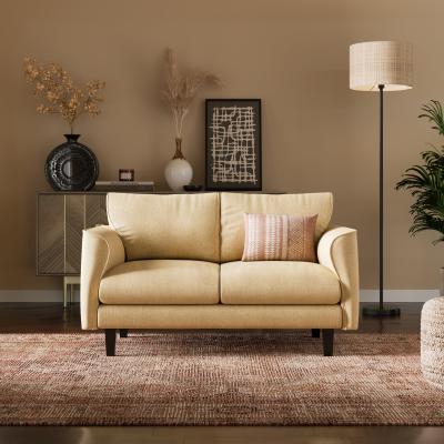 Dunelm Darla Curved Faux Linen KD Sofa 2 Seater Honey