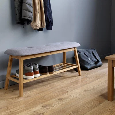 Dunelm Grey Bamboo Bench Grey and Brown