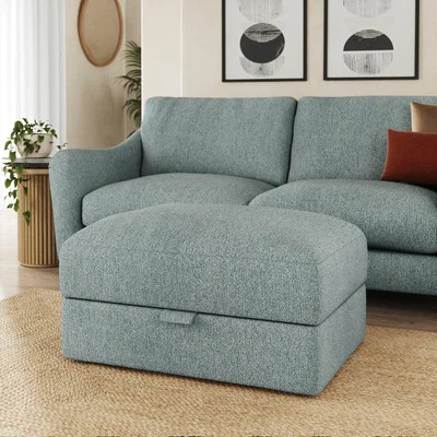 Dunelm Hattie Cosy Weave Storage Footstool Cosy Weave Teal