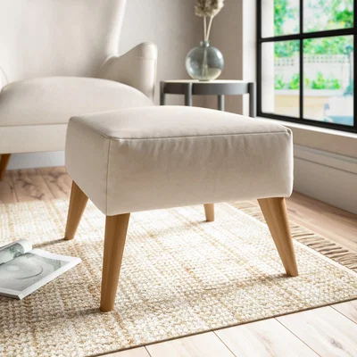 Dunelm Marlow Luxury Velvet Footstool Luxury Velvet Natural