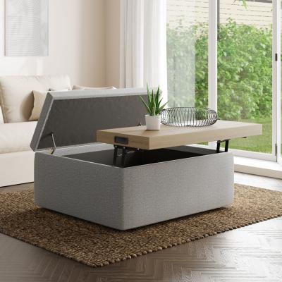Dunelm Logan Flatweave Storage Table Footstool Grey