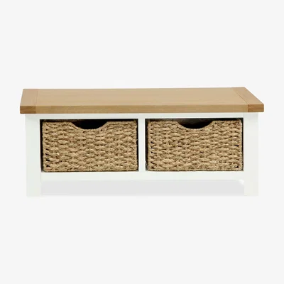 Dunelm Wilby Cream Small Bench With Baskets Buttercream