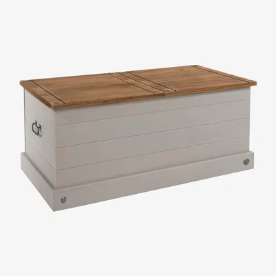 Dunelm Corona Grey Sliding Top Storage Trunk Grey