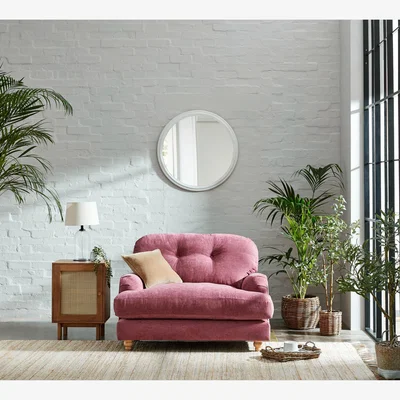 Dunelm Martha Vintage Chenille Snuggle Chair Berry (Pink)