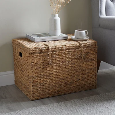Dunelm Large Water Hyacinth Storage Basket Trunk Natural