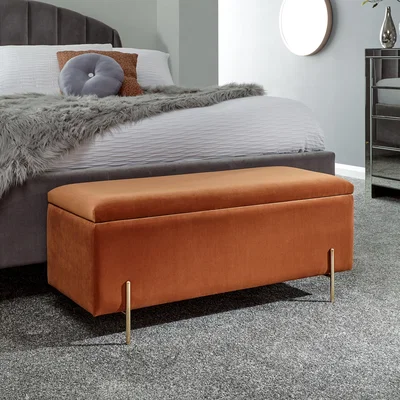 Dunelm Mystica Velour Ottoman Storage Bench Russet