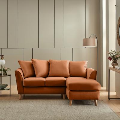 Dunelm Bess Corner Chaise Sofa, Opulent Velvet Caramel