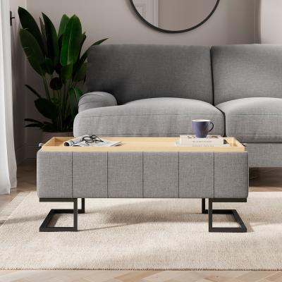 Dunelm Holland Tray Table Ottoman, Flatweave Grey Grey
