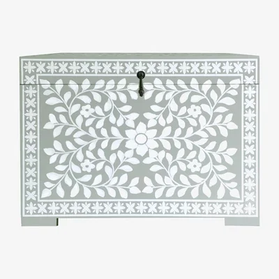 Dunelm Grey And White Hand Painted Chest Grey, White