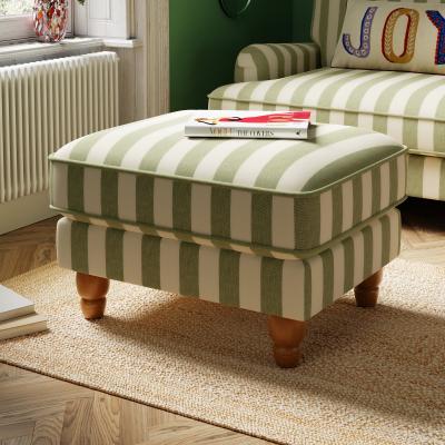 Dunelm Beatrice Woven Stripe Footstool Woven Stripe Olive