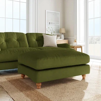 Dunelm Martha Matte Plush Velvet Footstool Matte Plush Velvet Olive