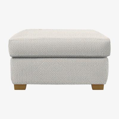 Furniture Village G Plan - Seattle Fabric Storage Footstool with Wooden Feet - Nebular Pebble