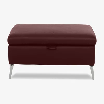 Furniture Village Daytona Leather Storage Footstool - Ruby