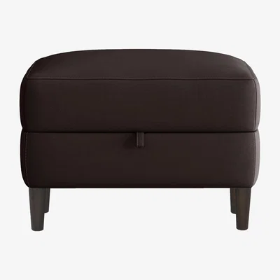 Furniture Village Uno BV Leather Storage Footstool - Dark Chocolate