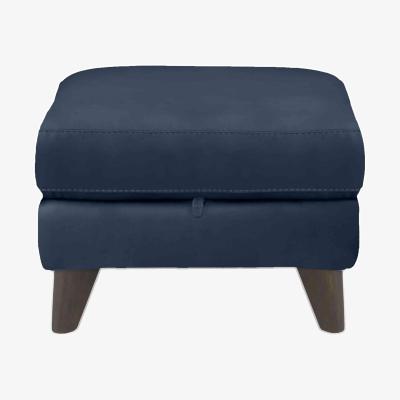 Furniture Village Wade Leather Storage Footstool - Ocean