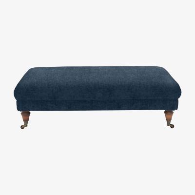 Furniture Village Boutique Chatterley Footstool - Bolero Midnight with Walnut Castor