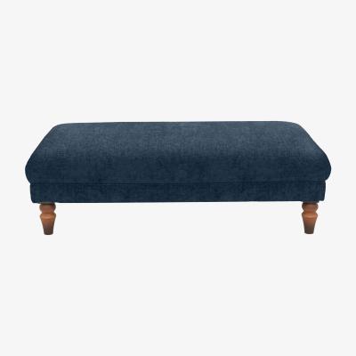 Furniture Village Boutique Chatterley Footstool - Bolero Midnight with Walnut Feet