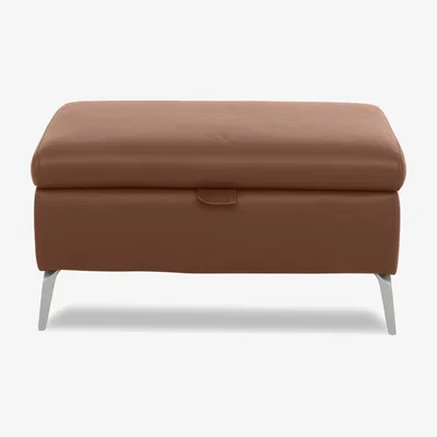 Furniture Village Daytona Leather Storage Footstool - Butterscotch