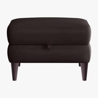 Furniture Village Compact Collection Klein BV Leather Storage Footstool - Dark Chocolate