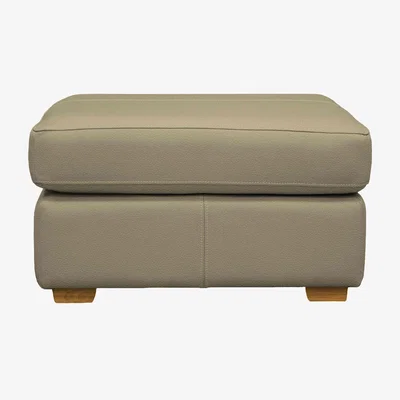 Furniture Village G Plan - Seattle Leather Storage Footstool with Wooden Feet - Cambridge Taupe