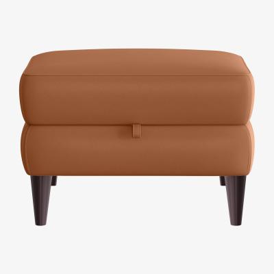Furniture Village Compact Collection Klein NC Leather Storage Footstool - Pecan Brown