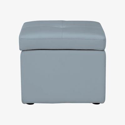 Furniture Village Easy Tray NC Leather Storage Footstool - Pearl Blue