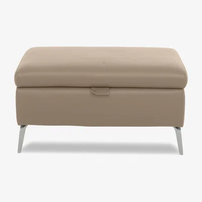 Furniture Village Daytona Leather Storage Footstool - Barley