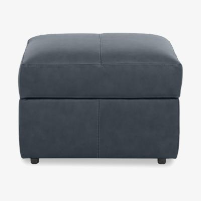 Furniture Village Iris Leather Storage Footstool - Turino Blue