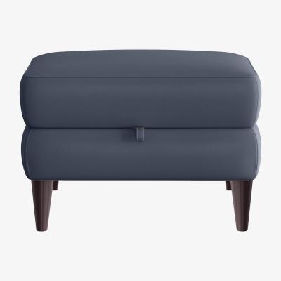 Furniture Village Compact Collection Klein NC Leather Storage Footstool - NC Ocean Blue