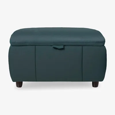 Furniture Village Inca NC Leather Storage Footstool - Peacock